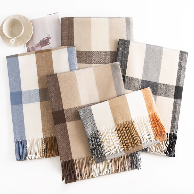 Women's Classy Plaid Imitation Cashmere Scarf - image 1