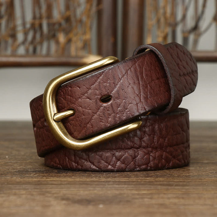 Men's Embossed Bison Skin Pattern Leather Belt - image 7
