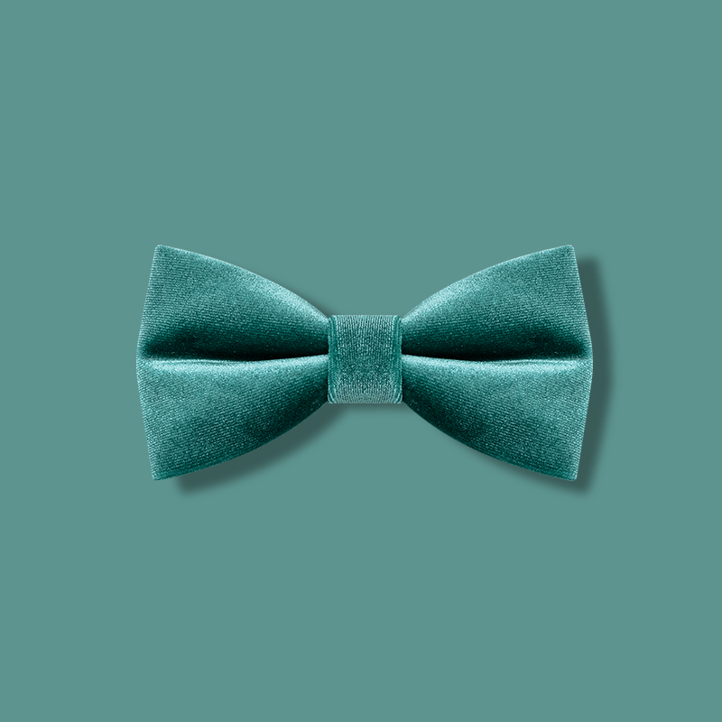 Men's Teal Green Solid Color Velvet Bow Tie - Teal Green - image 1
