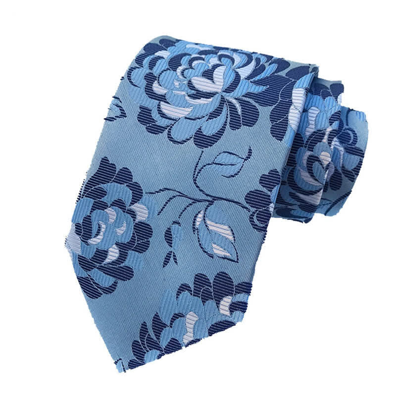 3Pcs Men's Showy Peony Floral Necktie Set - image 3