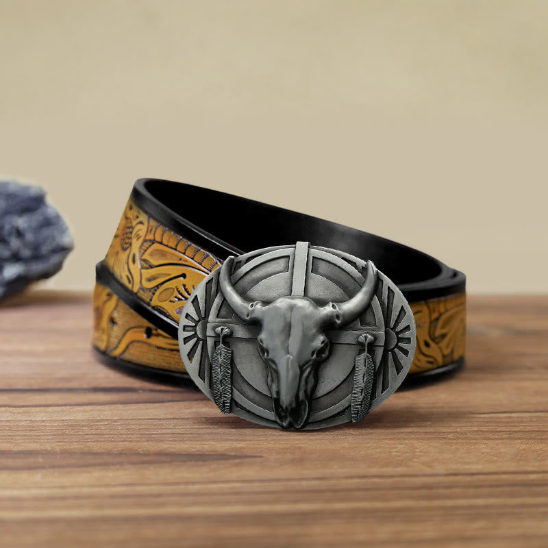 Men's DIY Buckle Leather Belt - Silver - SandyBrown Belt (40) - image 20