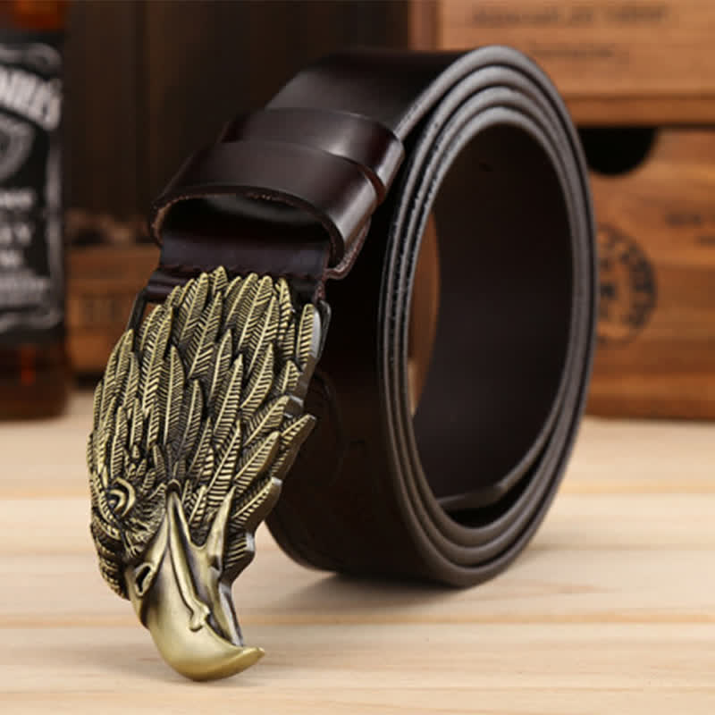 Men's Sharp Eyes 3D Vulture Head Eagle Buckle Leather Belt - image 5