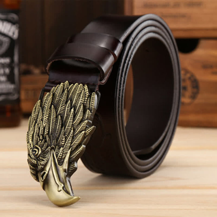 Men's Sharp Eyes 3D Vulture Head Eagle Buckle Leather Belt - image 5