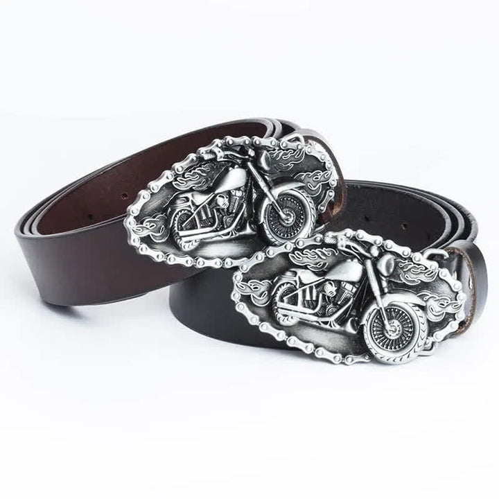 Men's Punk Locomotive Motorcycle Leather Belt - image 0