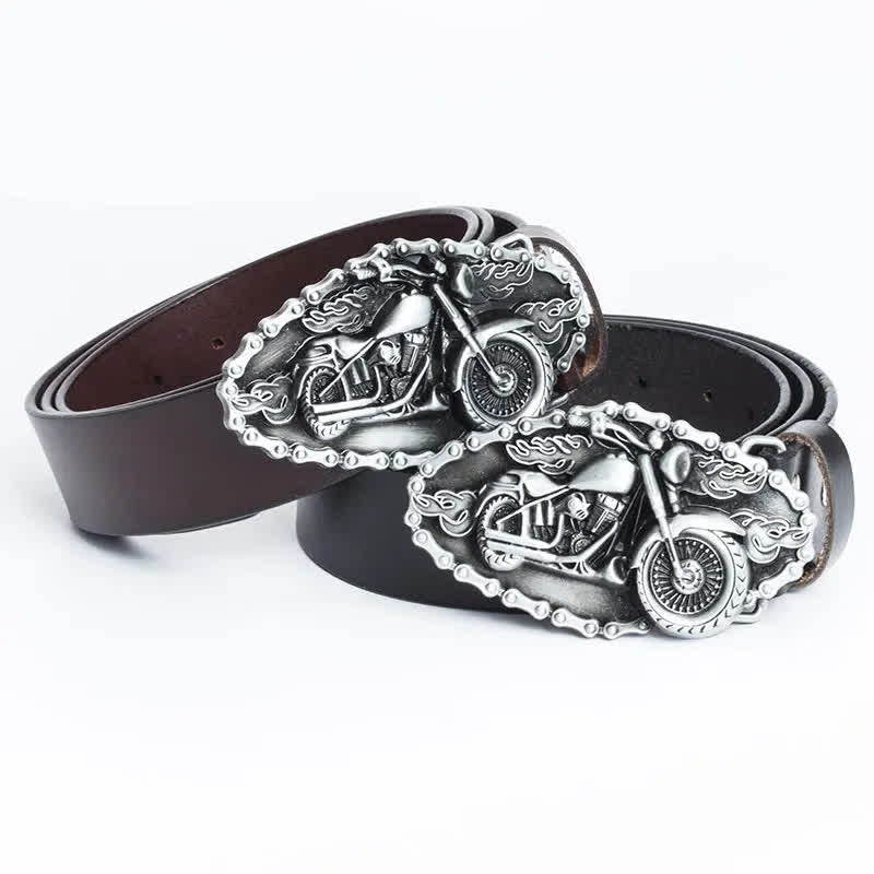 Men's Punk Locomotive Motorcycle Leather Belt - image 0