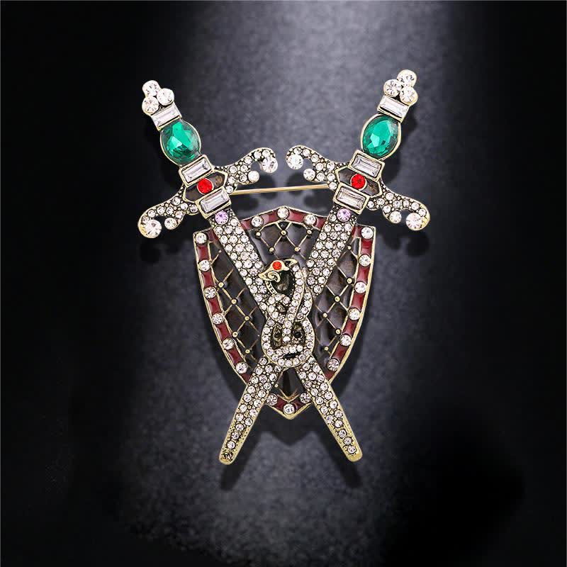 Men's Warrior Sword And Shield Brooch - image 1