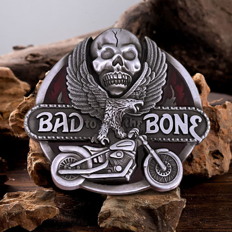 Men's DIY Eagle Skull Biker Bad To The Bone Buckle Leather Belt - Back To The Bone - Without Belt - image 0