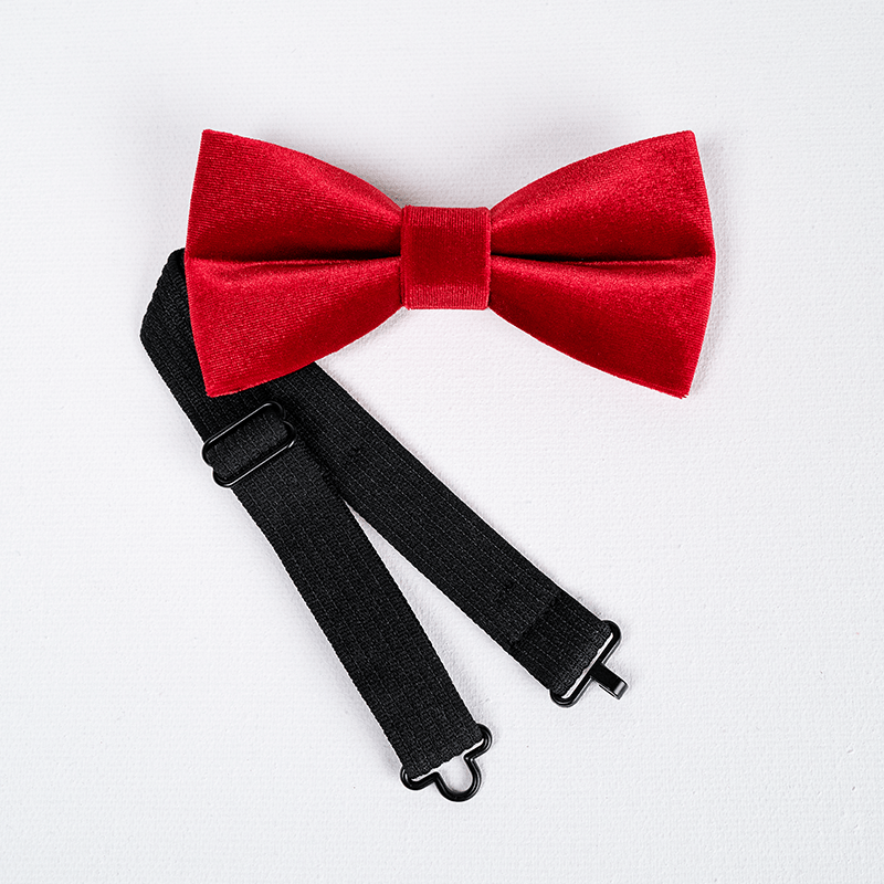 Men's Bright Red Solid Color Velvet Bow Tie - image 5