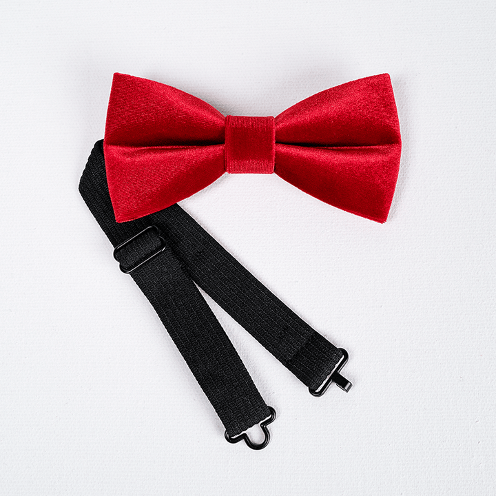 Men's Bright Red Solid Color Velvet Bow Tie - image 5