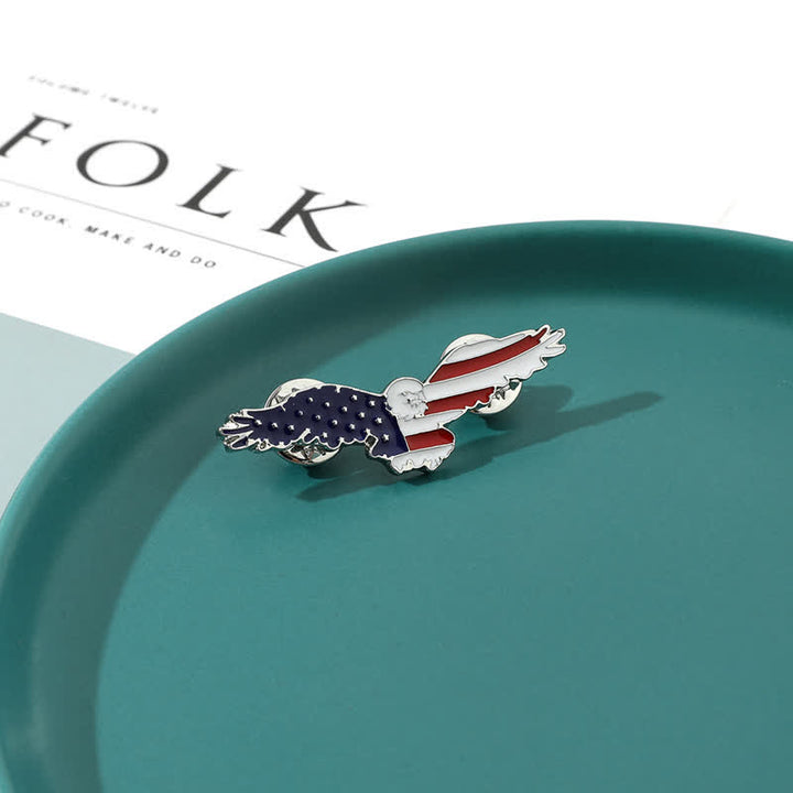 Men's Enamel American Flag Vulture Brooch - image 4