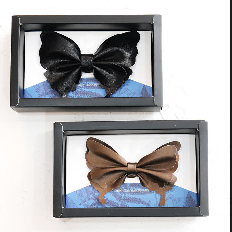 Men's Butterfly Vegetable-tanned Leather Bow Tie - image 4