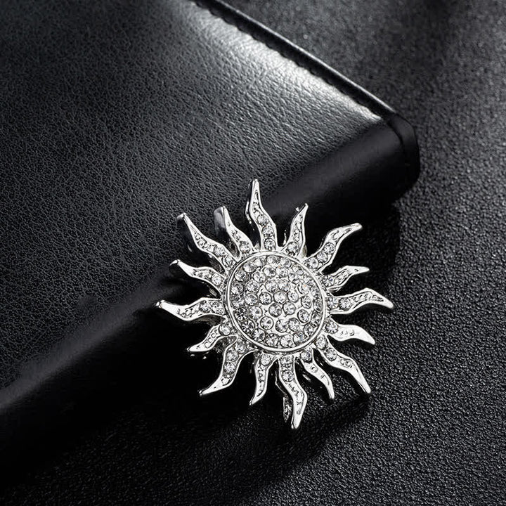 Men's Glowing Sunburst Rhinestone Brooch - image 2