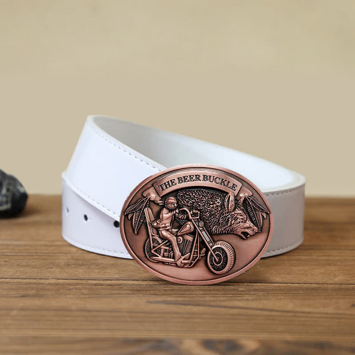 Men's DIY Motorcycle Creative Beer Holder Buckle Leather Belt - Copper - White PU Belt (40) - image 14
