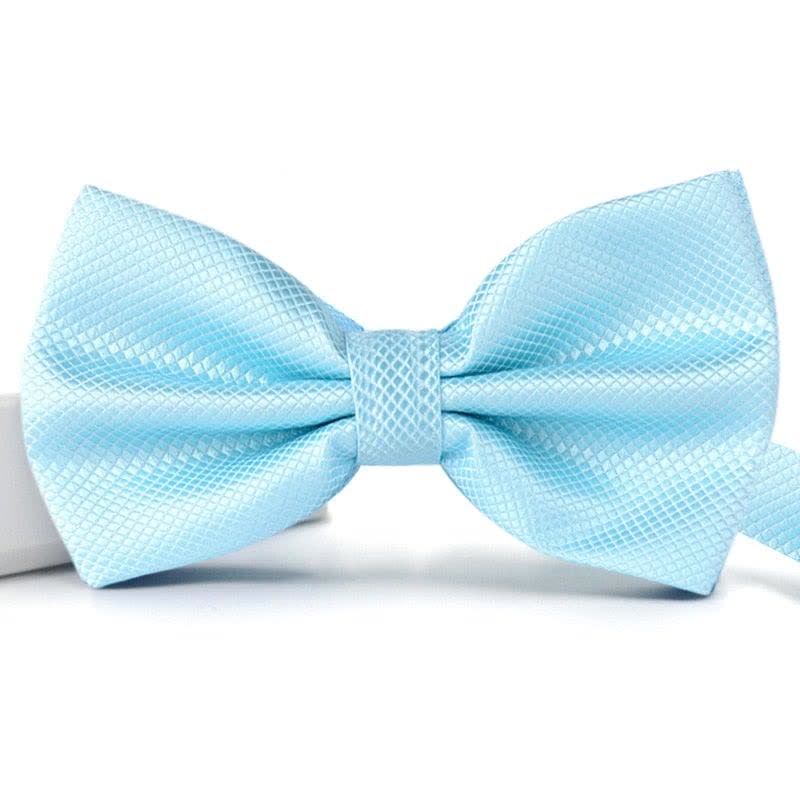 Men's Micro-checked Basic Color Bow Tie - Cyan - image 7