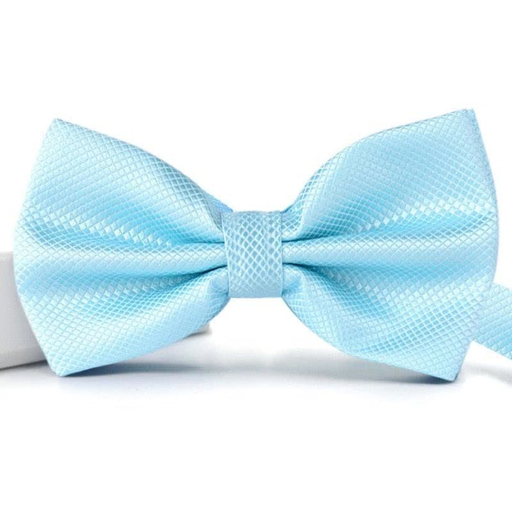 Men's Micro-checked Basic Color Bow Tie - Cyan - image 7