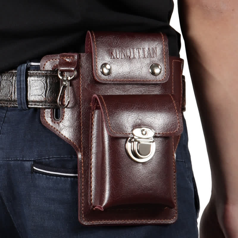 Travel Sports Multi-function Magnectic Button Belt Bag - Dark Brown - image 0