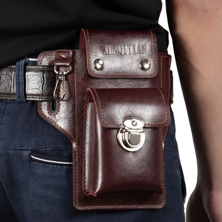Travel Sports Multi-function Magnectic Button Belt Bag - Dark Brown - image 0