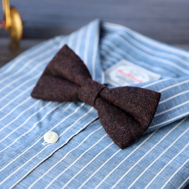 Men's Simple Tweed Wool Blend Bow Tie - # 4 - image 6