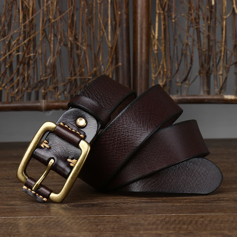 Men's Leisure Heavy Copper Buckle Leather Belt - image 3