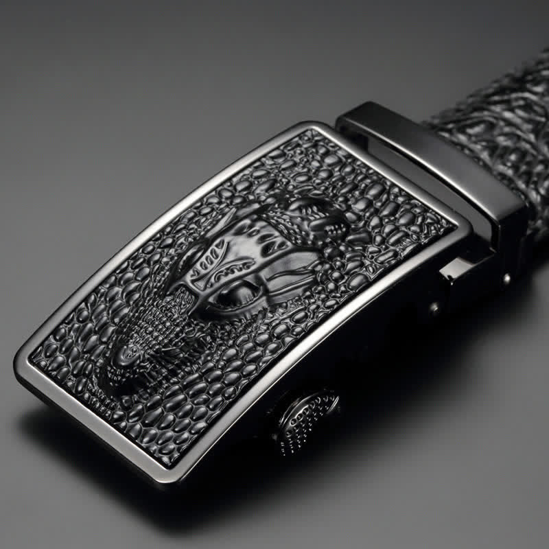 Men's Exotic Alligator Head Buckle Leather Belt - image 4