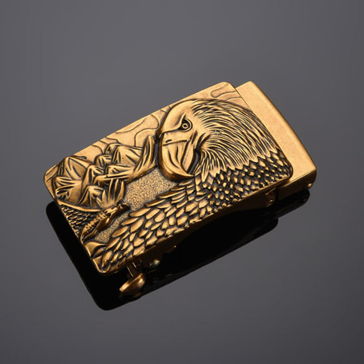 Men's DIY Strong Eagle Automatic Buckle Leather Belt - Antique Gold - Without Belt - image 6