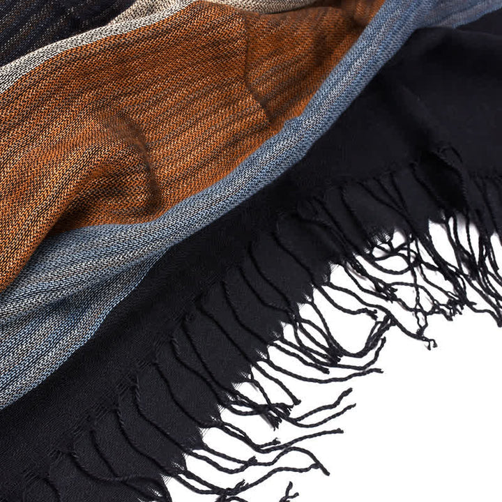 Men's Classical Striped Double-sided Tassel Scarf - image 6