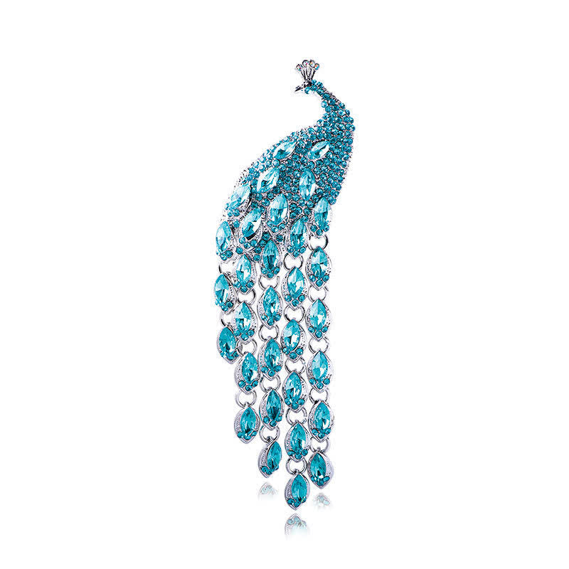 Women's Grazioso Peacock Fringe Brooch - Skyblue - image 11