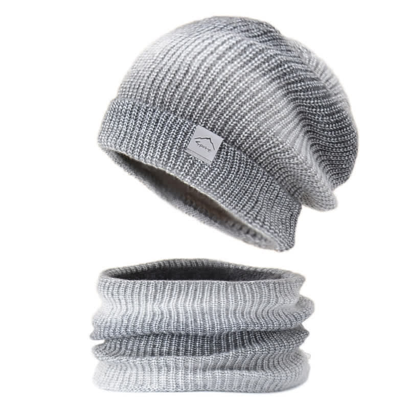 2Pcs Stretchy Gradient Color Hat Loop Scarf Set - Gray - Adjustable (22"-23 5/8") - image 4