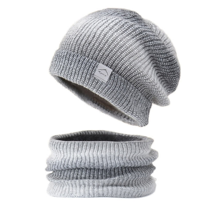 2Pcs Stretchy Gradient Color Hat Loop Scarf Set - Gray - Adjustable (22"-23 5/8") - image 4