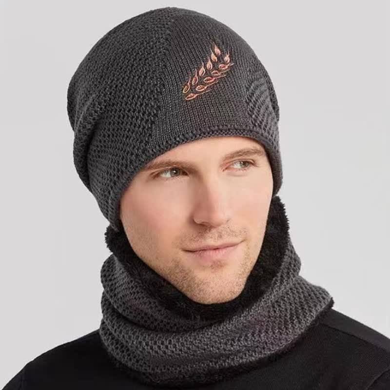 2Pcs Embroidered Wheat Beanie Hat Neck Warmer Set - image 2