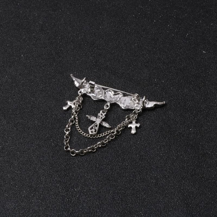 Men's Angel Wings Heart Cross Tassel Brooch - image 6