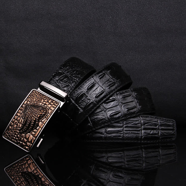Men's Alligator Claw Crocodile Print Automatic Leather Belt - image 1
