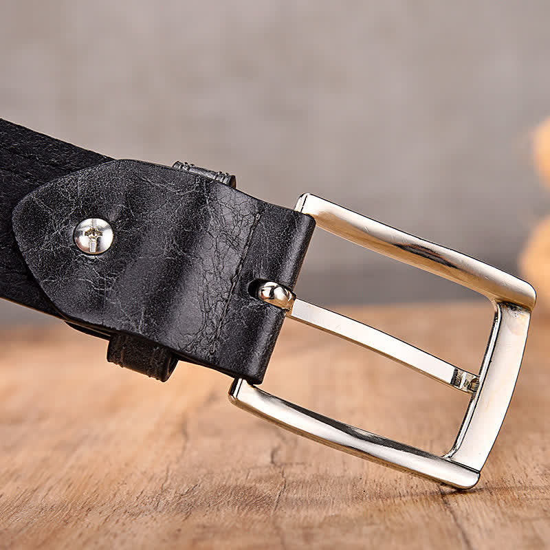 Men's Retro Floral Decorative Leather Belt - image 2