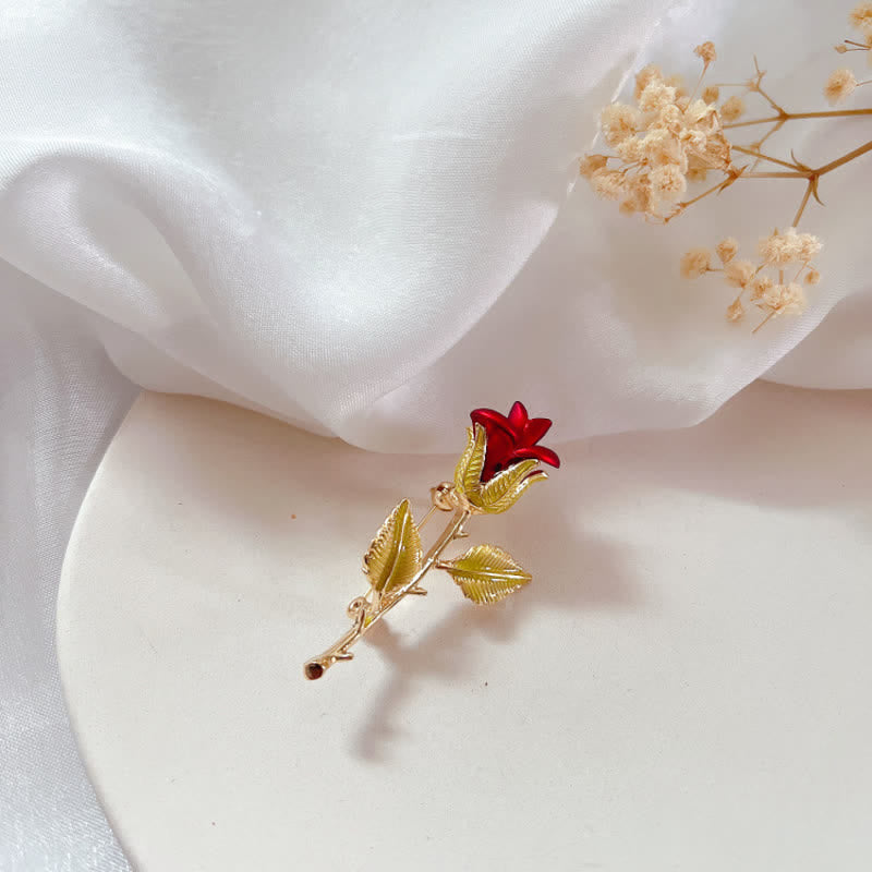 Women's Exquisite Rose With Stem Brooch - image 6