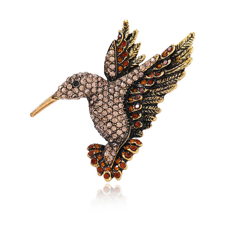 Women's Hummingbird Rhinestone Brooch - Brown - image 6