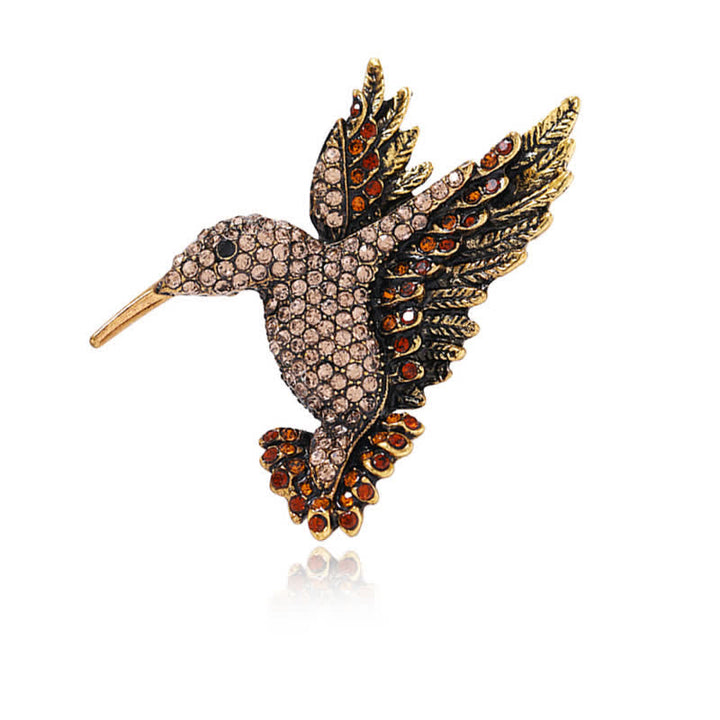 Women's Hummingbird Rhinestone Brooch - Brown - image 6