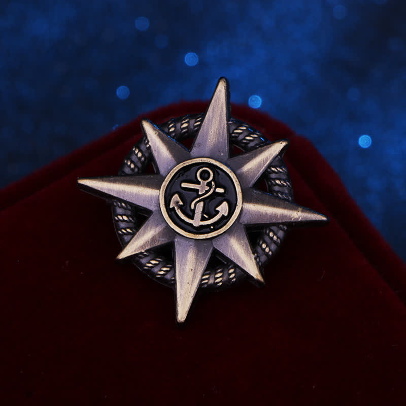 Men's Star Ship Anchor Brooch - Dark Bronze - image 7