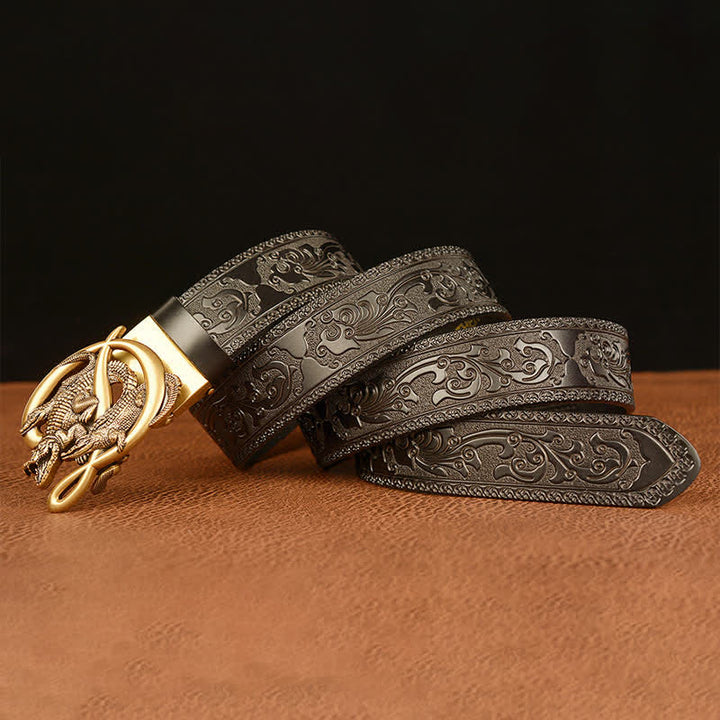Men's Crocodile Buckle Embossing Leather Belt - image 11