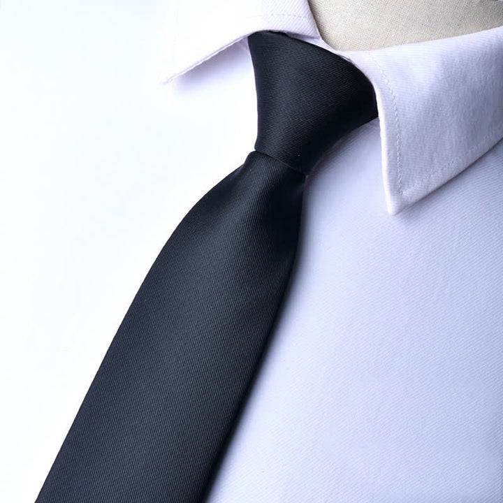 Men's Solid Color Zipper Tie Adjustable Necktie - Matte Black - image 20