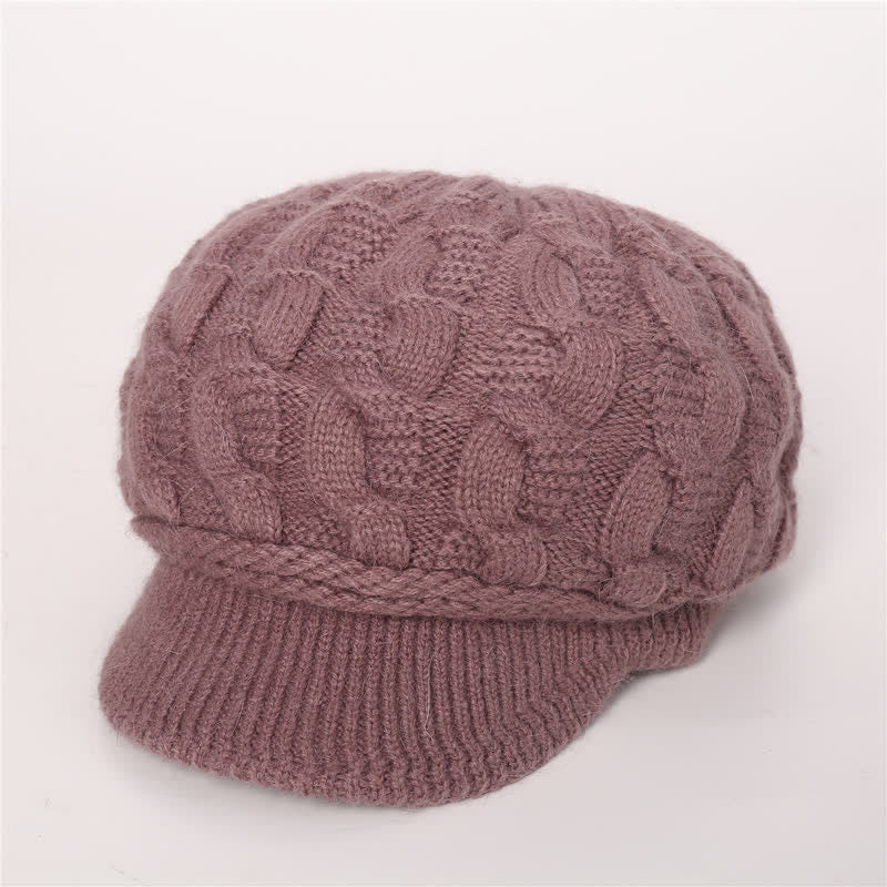Women's Slouchy Fluffy Lining Visor Beanie Hat - Violet - Adjustable (Approx. 19.69"-23.62") - image 27