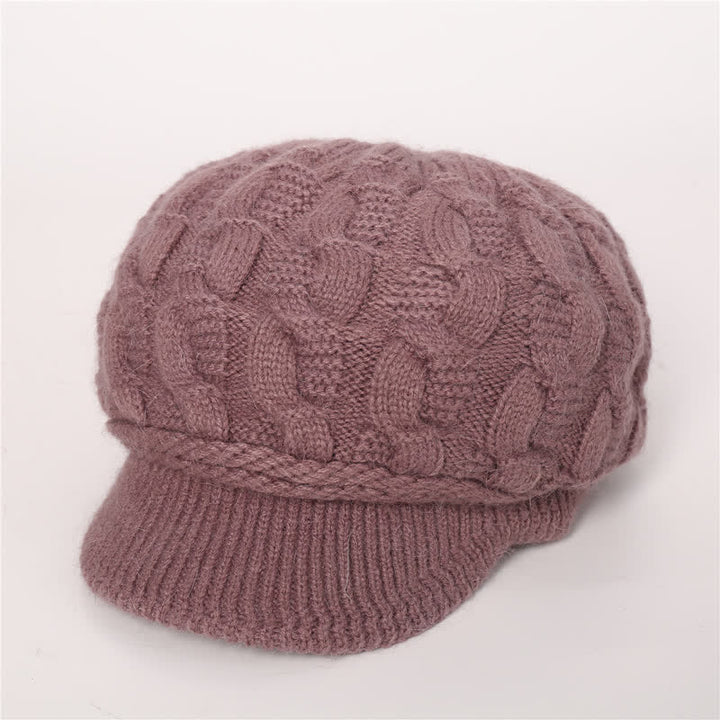 Women's Slouchy Fluffy Lining Visor Beanie Hat - Violet - Adjustable (Approx. 19.69"-23.62") - image 27