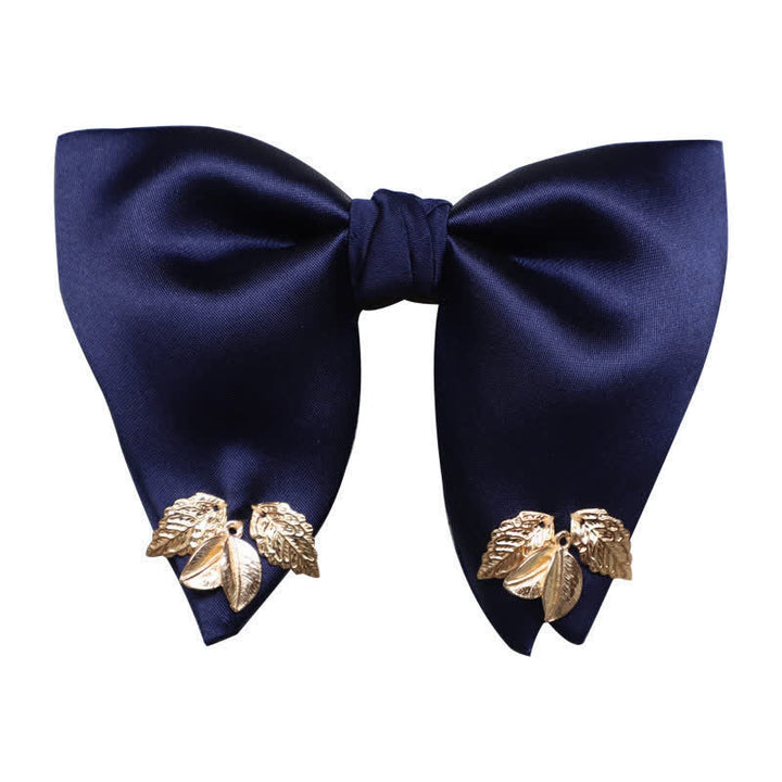 Men's Double-Layers Leaves Oversized Bow Tie Pocket Square - image 9