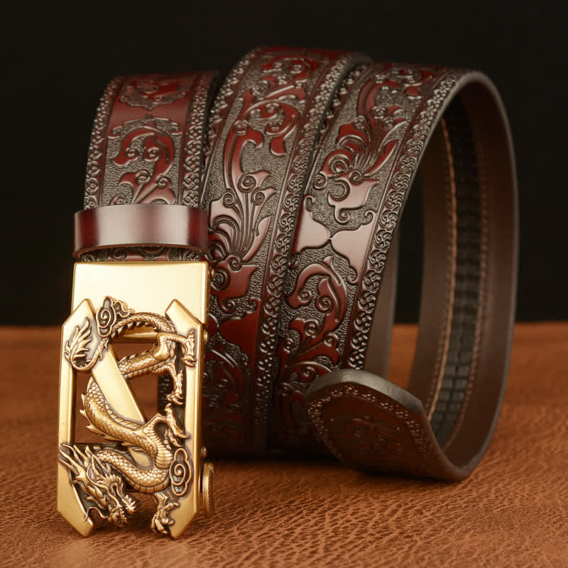 Men's Embossing Retro Dragon Z Letter Leather Belt - image 1