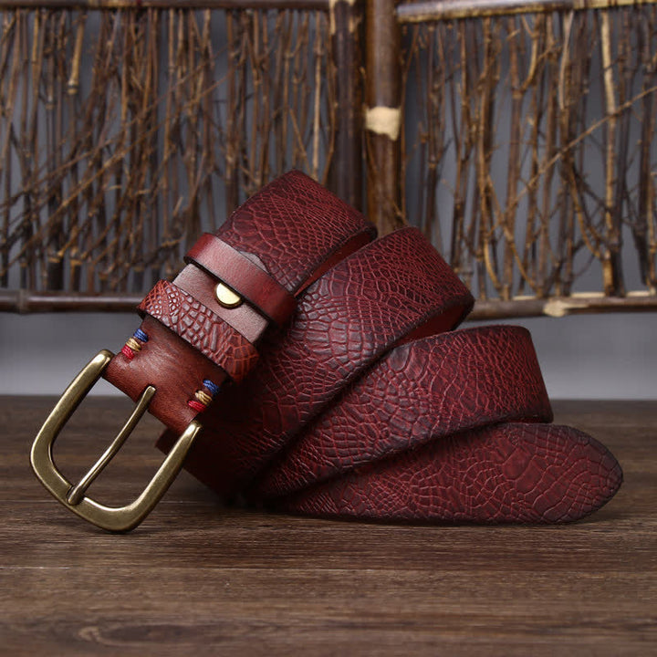Men's Serpentine Snakeskin Grain Leather Belt - image 9