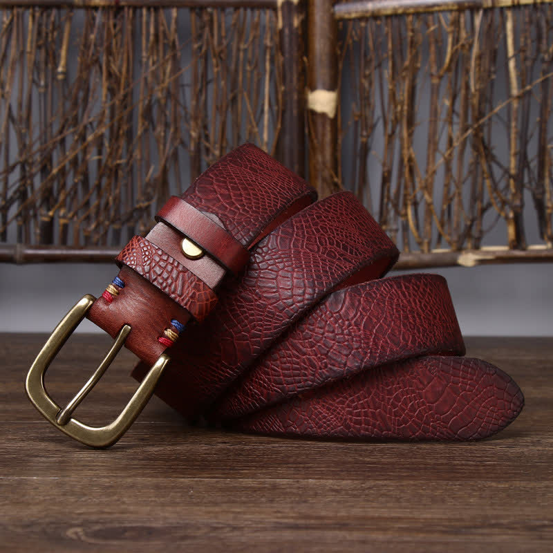 Men's Serpentine Snakeskin Grain Leather Belt - image 9