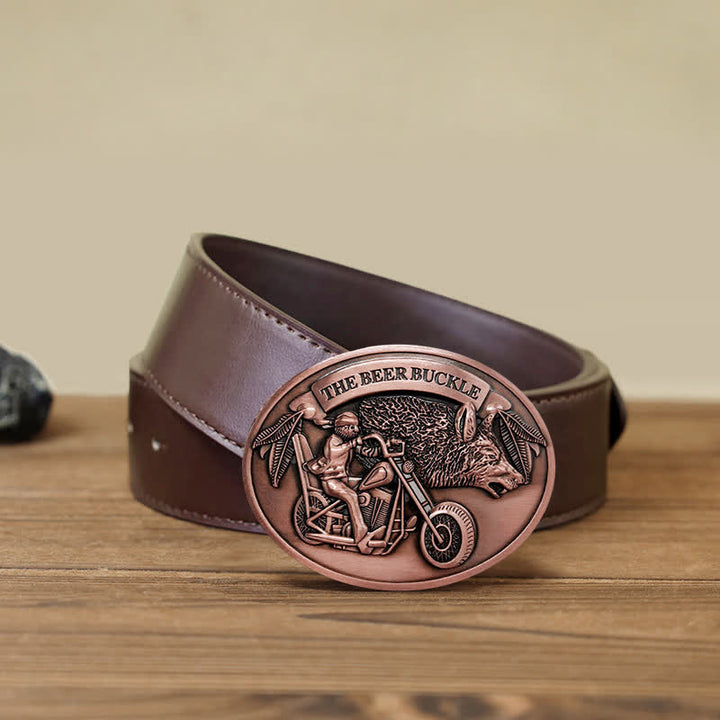 Men's DIY Motorcycle Creative Beer Holder Buckle Leather Belt - Copper - Brown PU Belt (40) - image 18