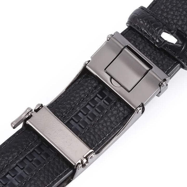 Men's Crocodile Pattern Automatic Buckle Leather Belt - image 8