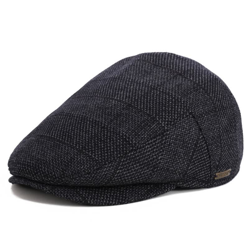 Sport Ivy Flat Cap with Earflap Beret - Blue-black Check - Adjustable (about 22"-23 5/8") - image 14