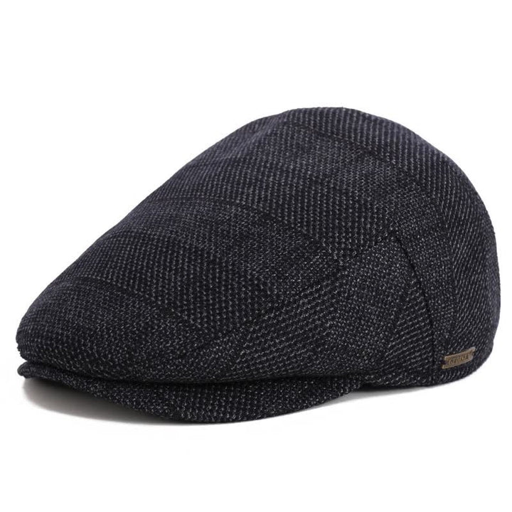 Sport Ivy Flat Cap with Earflap Beret - Blue-black Check - Adjustable (about 22"-23 5/8") - image 14