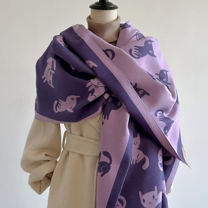 Women's Large Wrap Warm Cat Print Coldproof Scarf - image 10